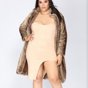 secret Romance Suede Dress - Nude